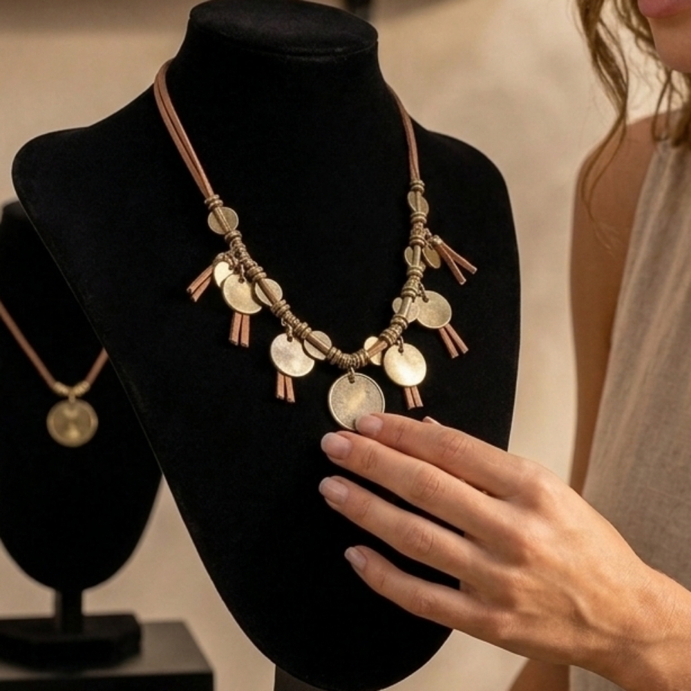 Leather Choke Necklace Adjustable Minimalist Boho Y2K Inspired Layering Jewelry